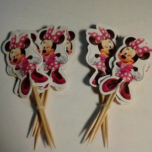 12 Pcs  Minnie Mouse  Pink  Cake Toppers NWOT